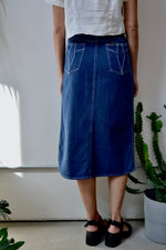 Contrast Stitch Dark Wash Skirt