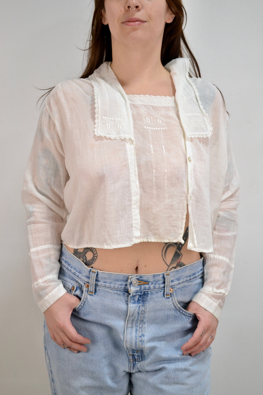 Gorgeous Antique White Cotton Blouse