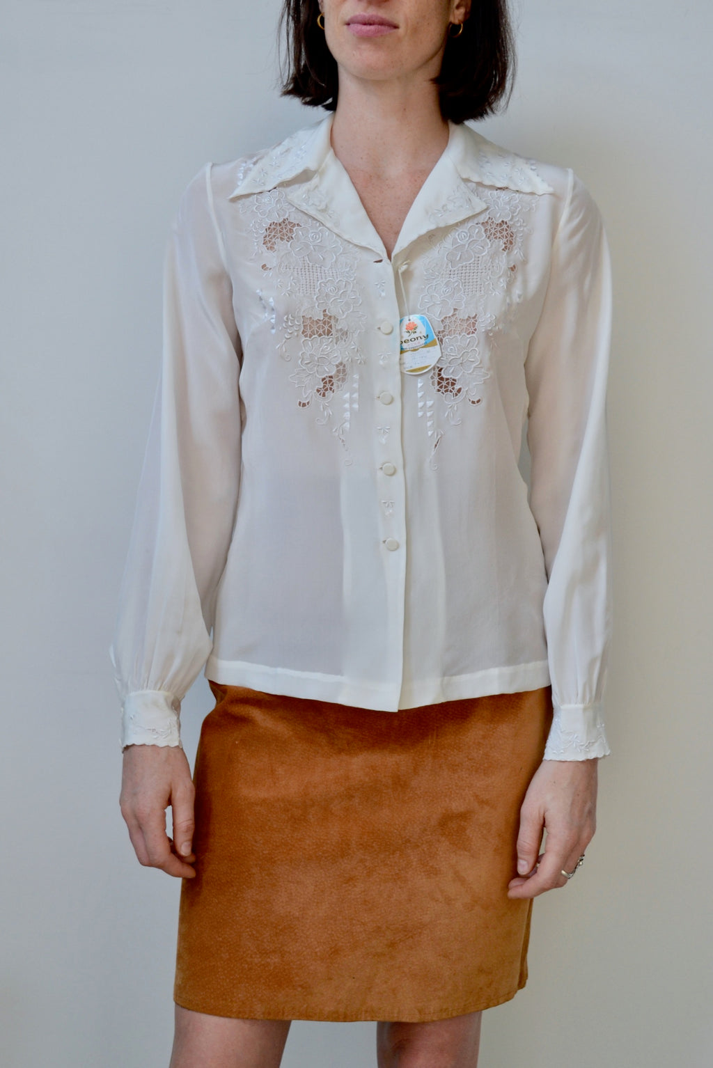 Peony Embroidered Silk Blouse
