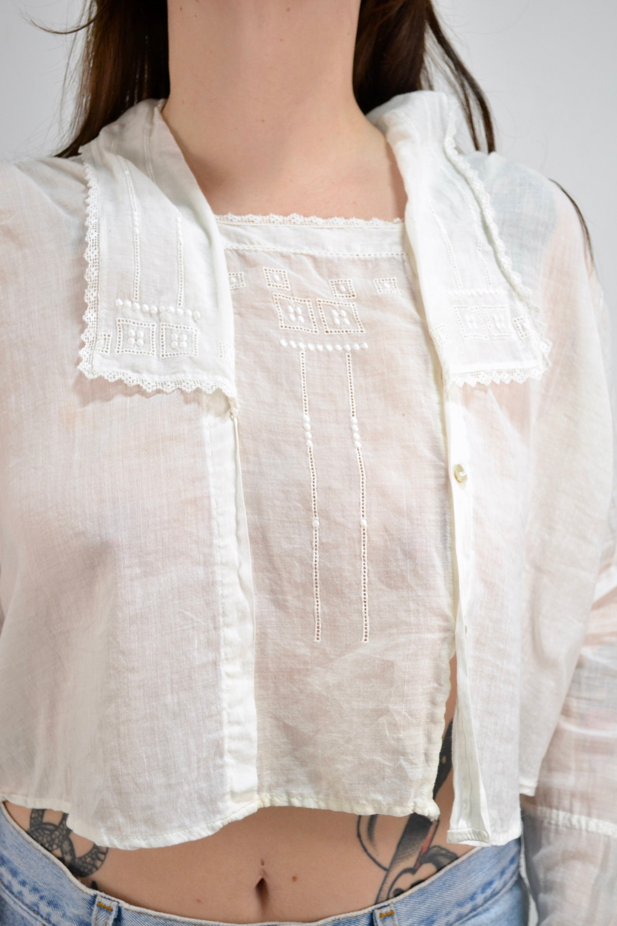 Gorgeous Antique White Cotton Blouse