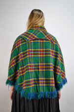 60s Plaid Fleece Poncho