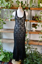 Slinky Black Crochet Lace Maxi