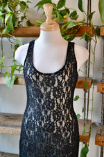 Slinky Black Crochet Lace Maxi