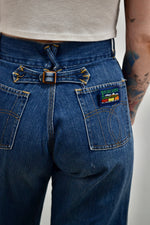 Vintage Buckle Back Wide Leg Jeans