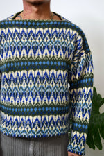 Slit Collar Nordic Sweater