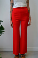 Candy Red Ribbed Trousers