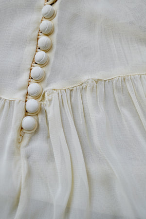 1930s/1940s Cream Sheer Wedding Gown
