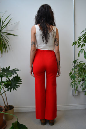 Candy Red Ribbed Trousers