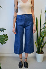 70s Dark Wash Denim Culottes