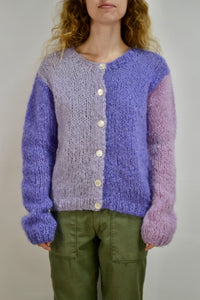 Purple Shade Block Mohair Cardi