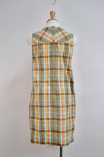 70's Plaid Seersucker Shift Dress