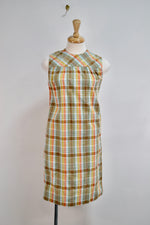 70's Plaid Seersucker Shift Dress