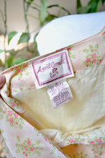 90s April Cornell Peach Floral Flutter Dress