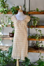90s April Cornell Peach Floral Flutter Dress