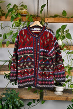 Deep Red Icelandic Design Wool Cardi
