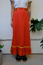 Quilted Floral Maxi Skirt