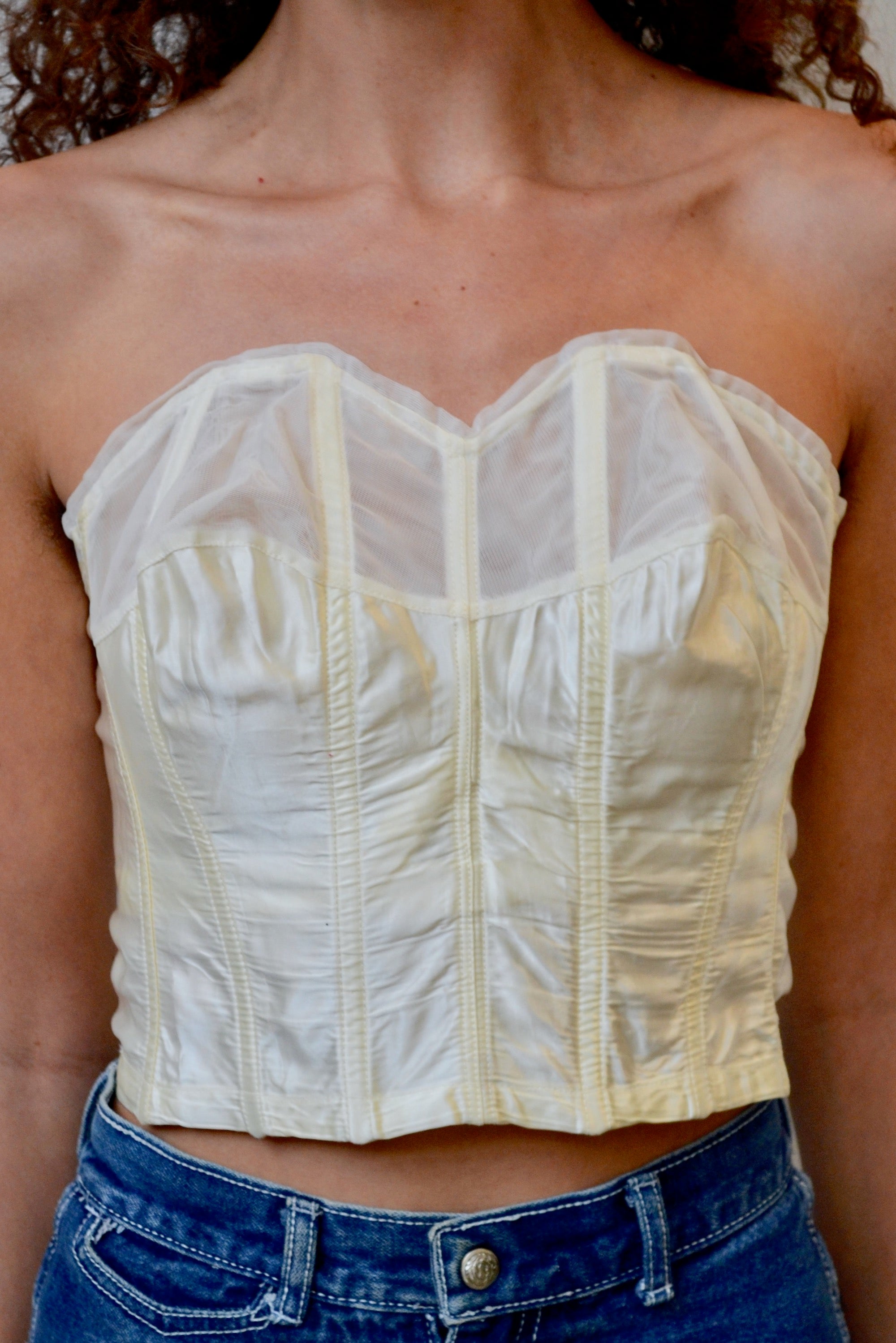 Cream Satin Bustier