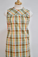 70's Plaid Seersucker Shift Dress