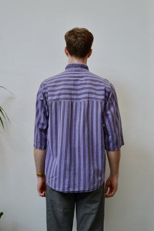 Short Sleeve Striped Oxford