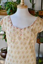 90s April Cornell Peach Floral Flutter Dress