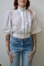 Vintage White Ruffle Blouse