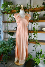 Peachy Satin & Lace Night Gown