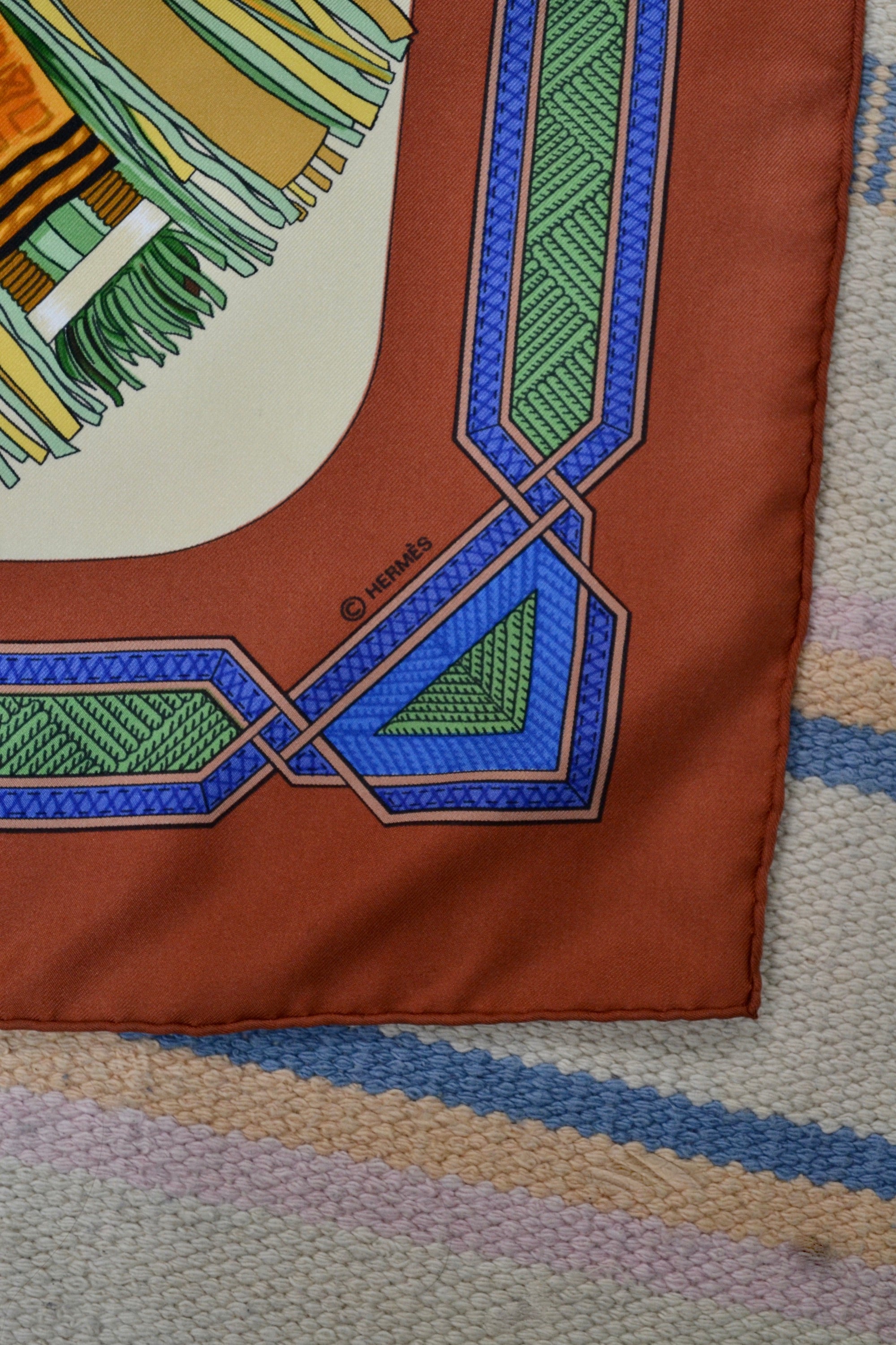 Vintage Hermès Cuirs Du Desert Silk Scarf