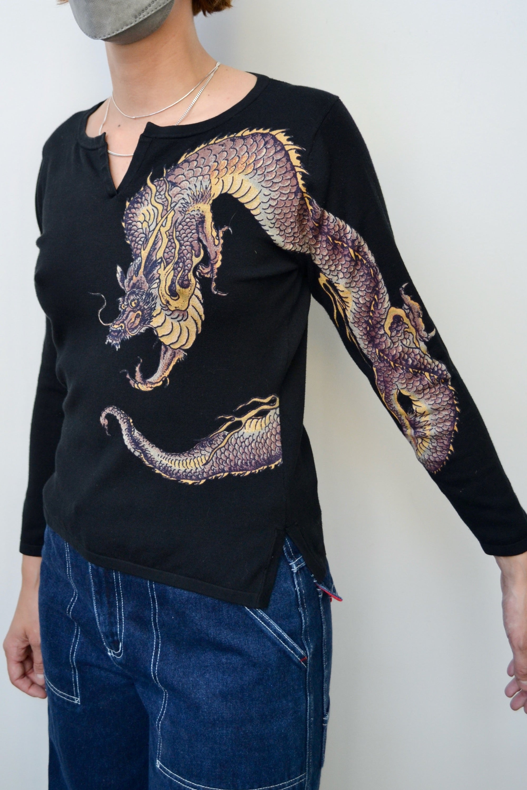 Silk Knit Dragon Henley