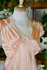 Peachy Satin & Lace Night Gown