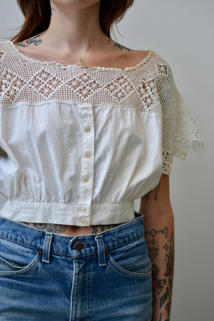 Antique Crochet Cotton Top