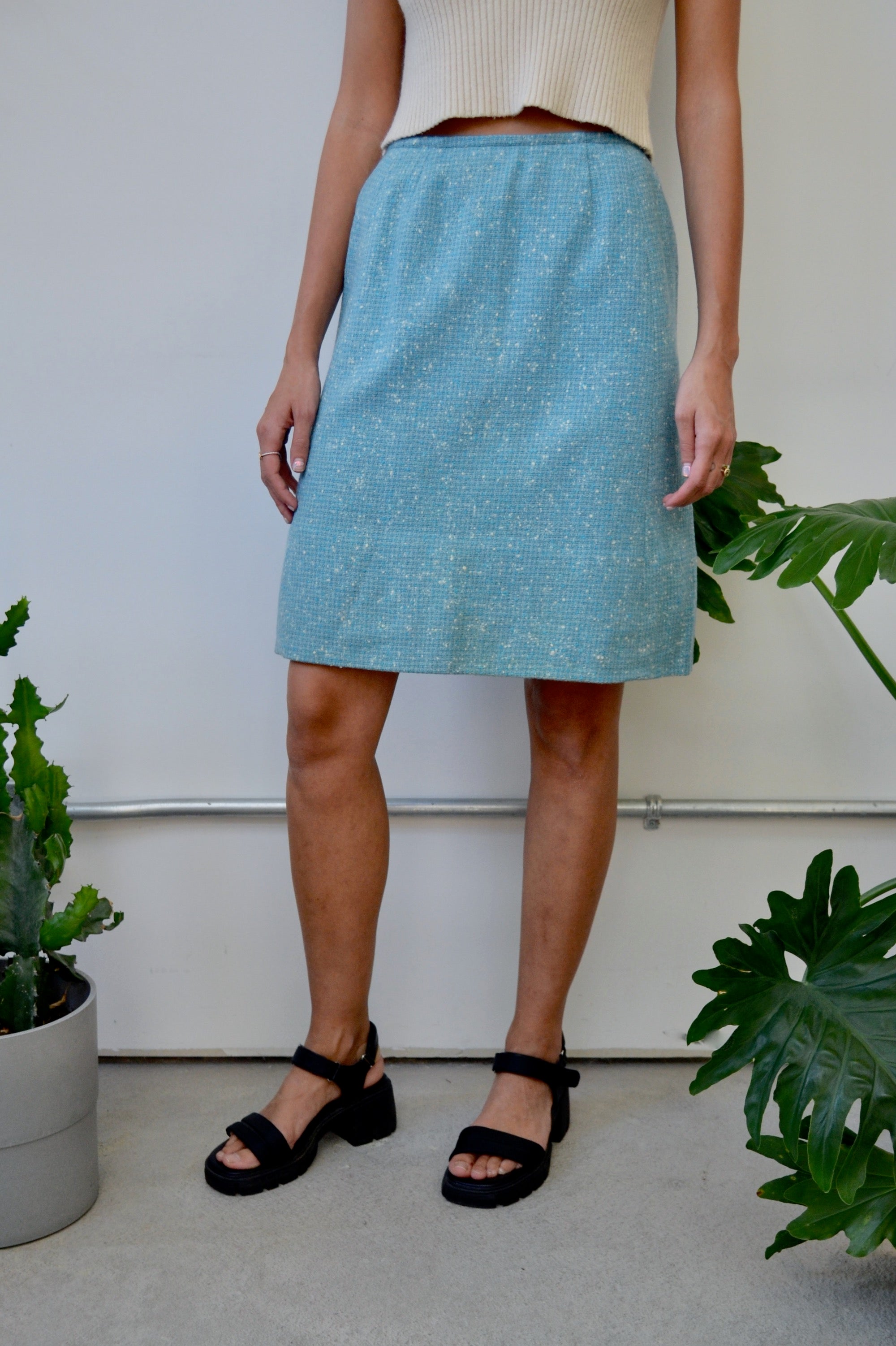 Aqua Tweed Skirt