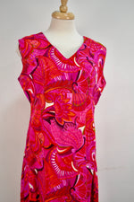 Vintage Hawaiian Hot Pink Floral Maxi Dress