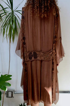 Twenties Brown Beaded Flapper Dress