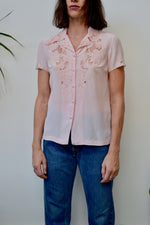 Blush Silk Eyelet Blouse