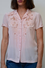 Blush Silk Eyelet Blouse