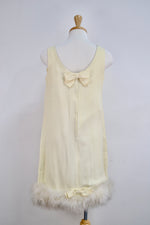 Vintage Cream Feather Trim Shift Dress