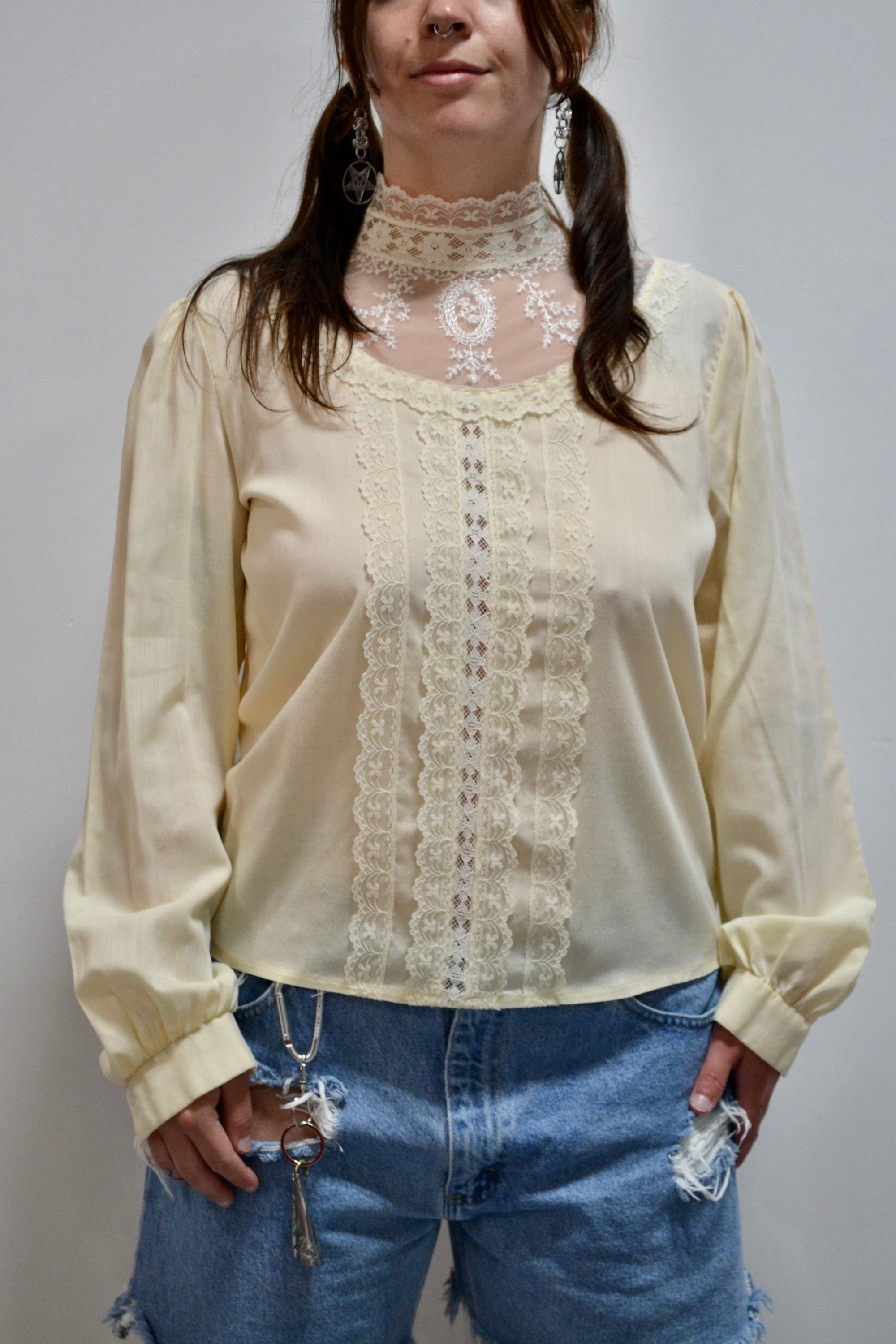 Illusion Lace Cream Blouse