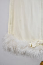 Vintage Cream Feather Trim Shift Dress
