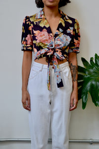 Floral Seventies Tie Top