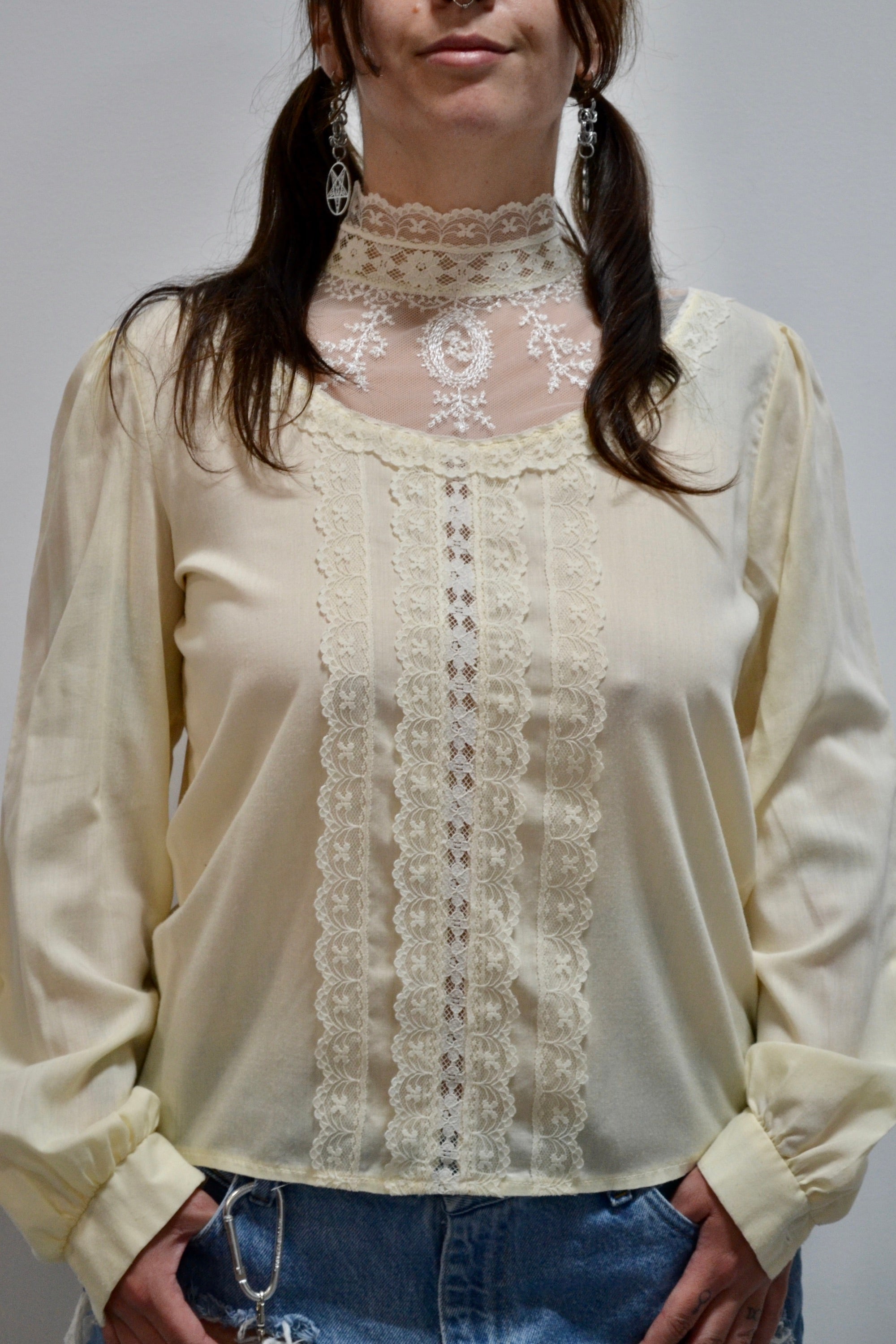 Illusion Lace Cream Blouse