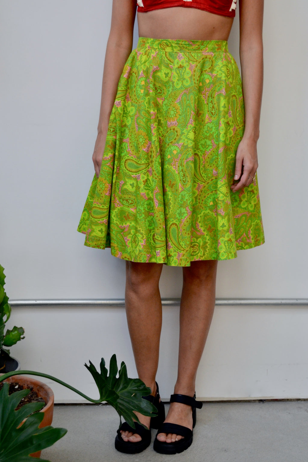 Slime Paisley Circle Skirt