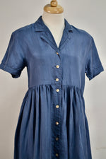 Blue Silk Shirt Dress
