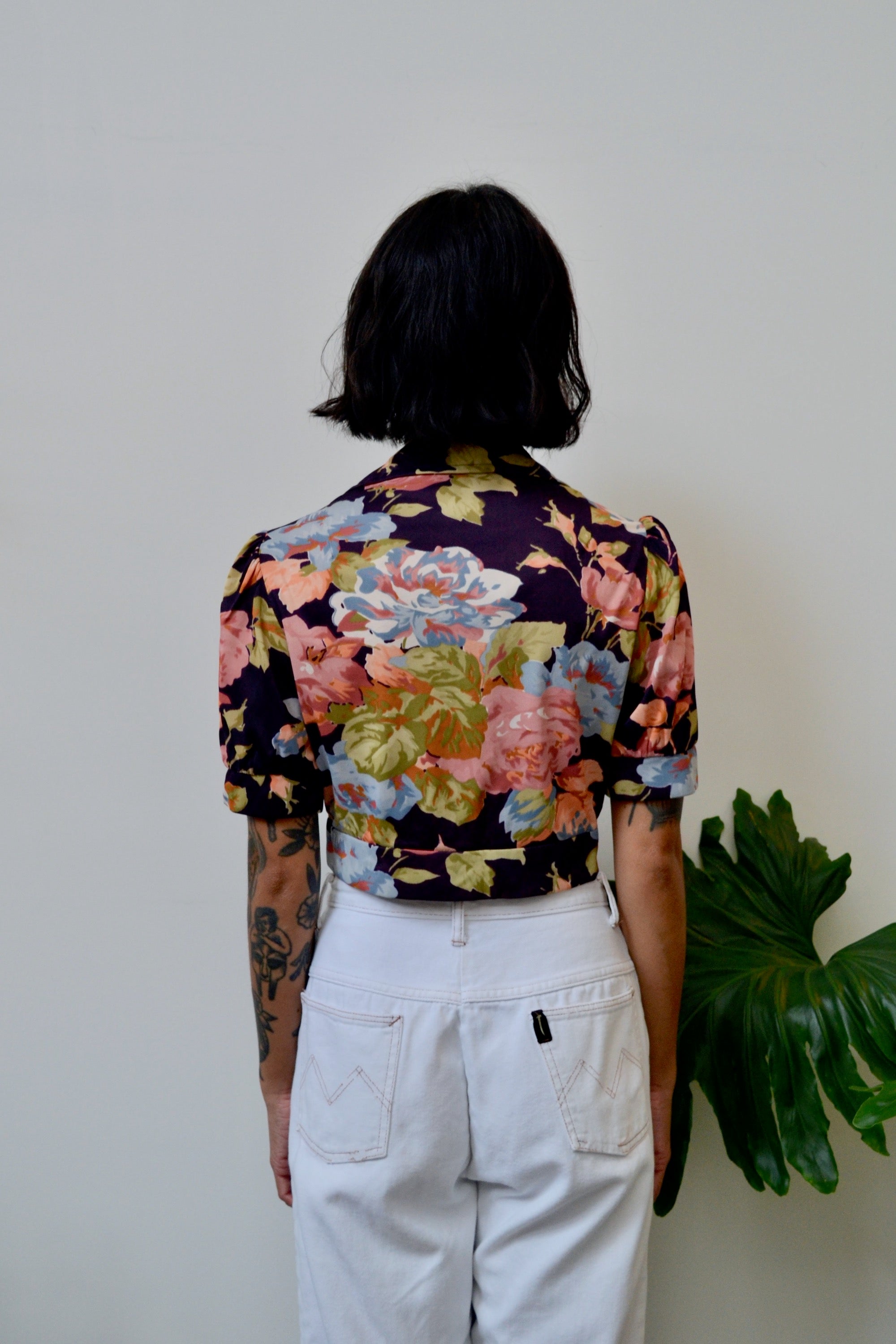 Floral Seventies Tie Top