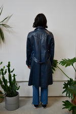 Navy Blue Leather Trench