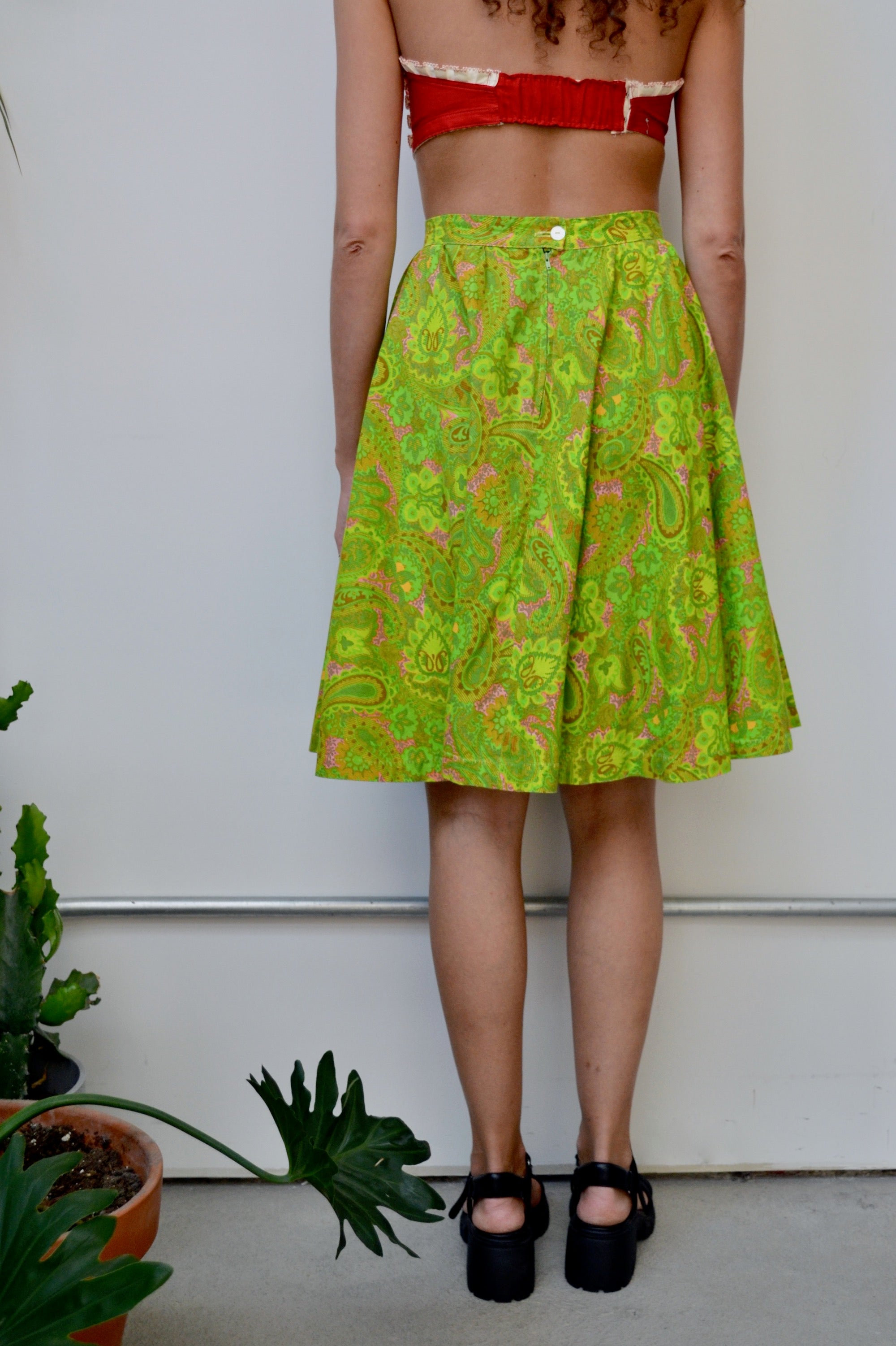 Slime Paisley Circle Skirt