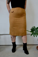 Ochre Wool Pencil Skirt