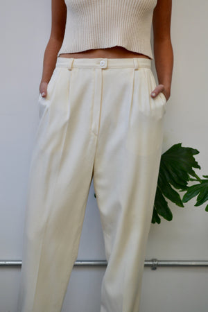 Cream Wool Pendy Trousers