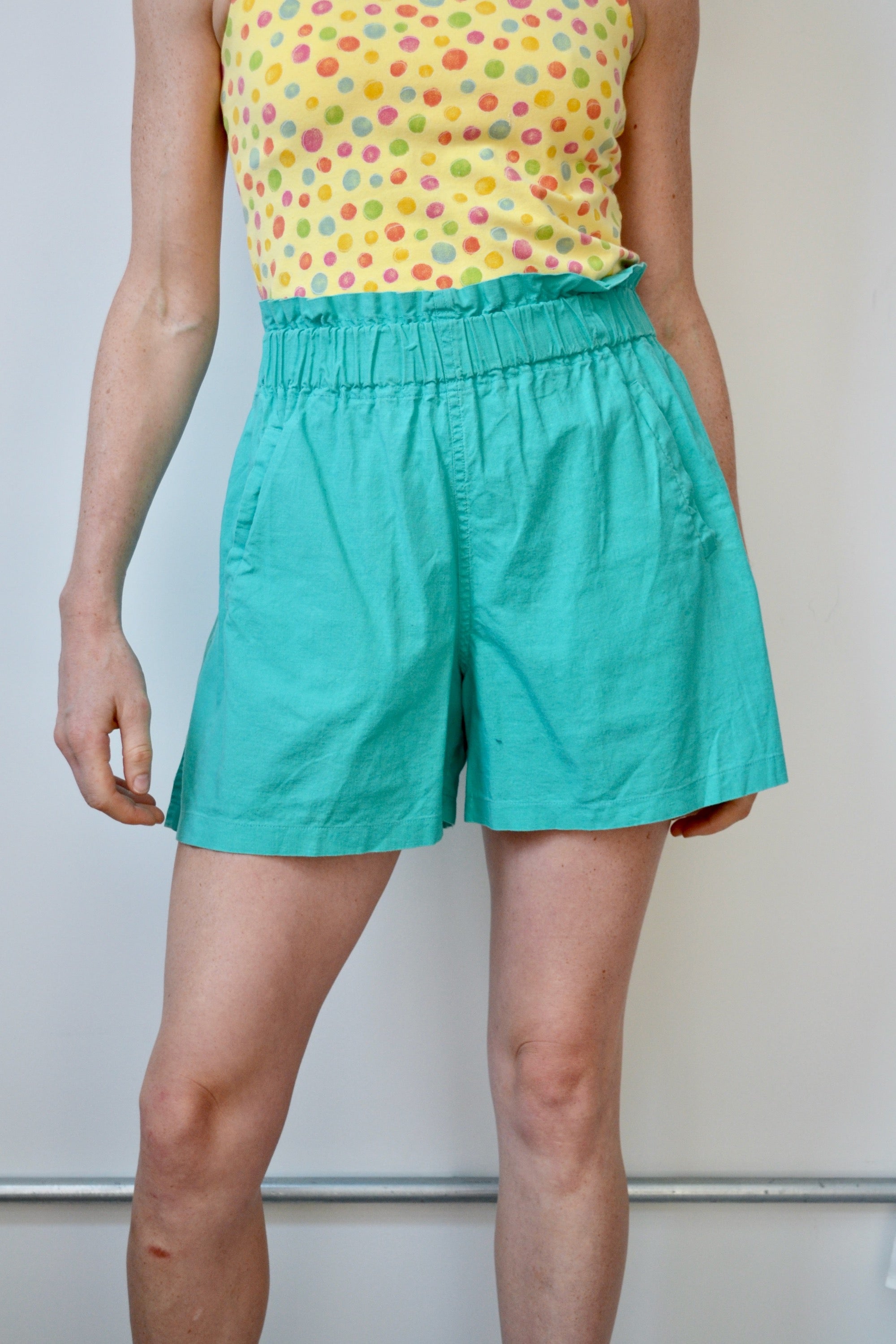 Turquoise Cotton Shorts