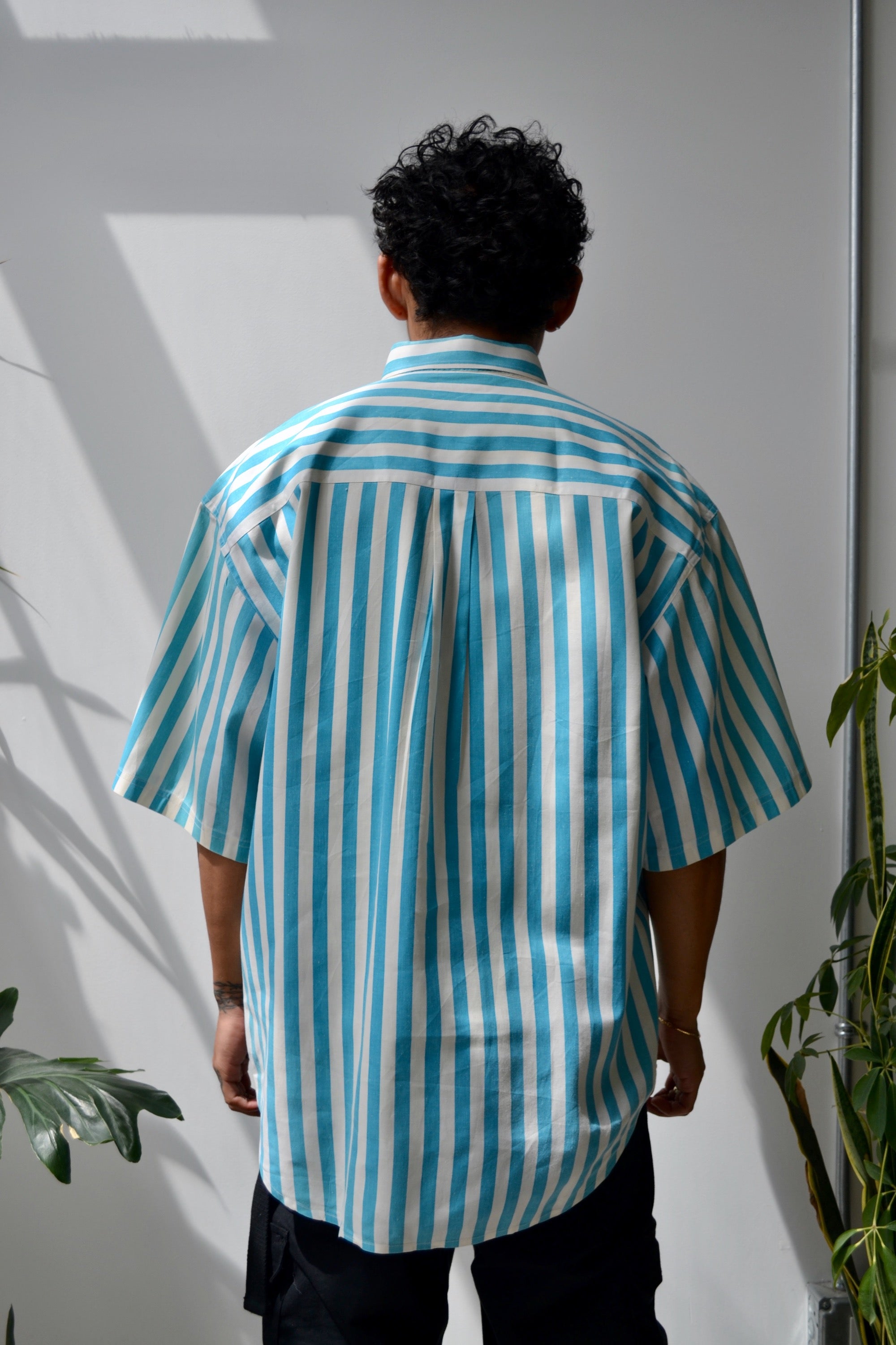 Bugle Boy Aqua Striped Button Up