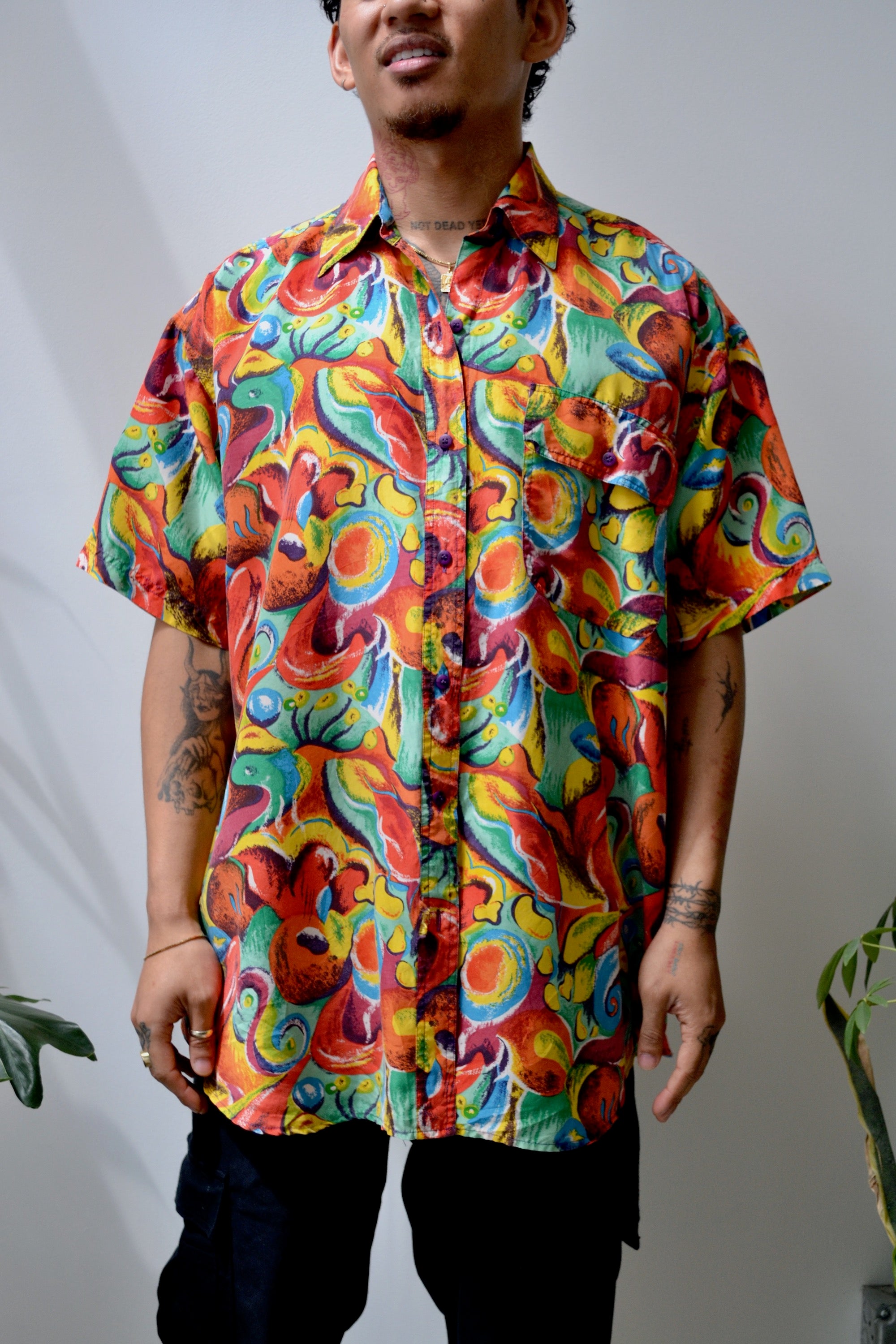 Vivid Silk Button Up